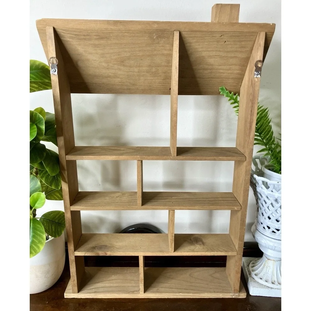 Vintage Wooden Trinket Shelf House Shaped Knick Knack Miniatures Display Cottage